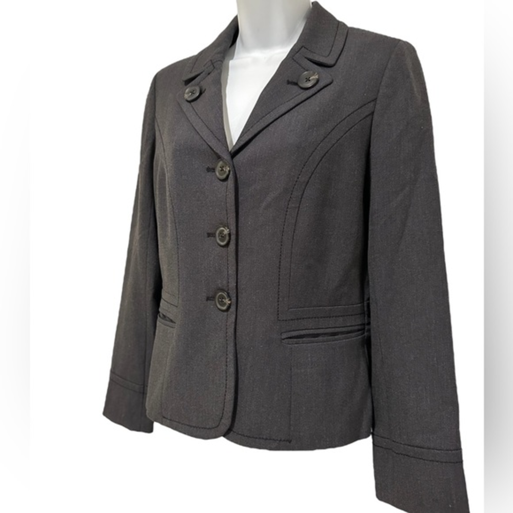 ANN‎ TAYLOR LOFT WOMENS BLAZER CHARCOAL XS